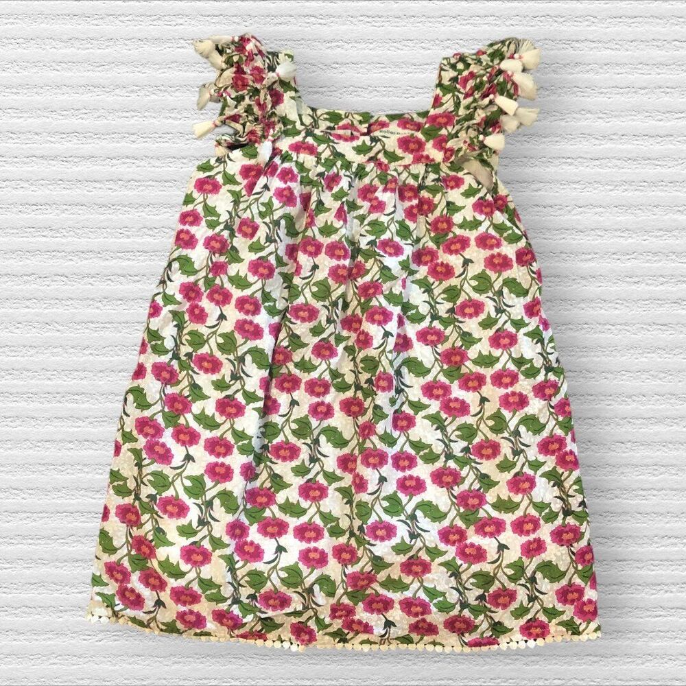 Roller Rabbit 6 Pink Green Floral Tassel Dress